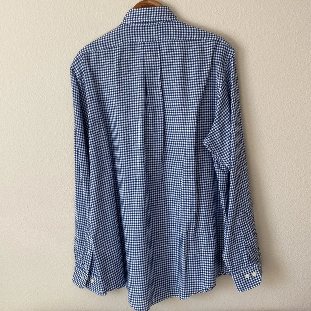 Brooks Brothers Regent Fit Men’s Shirt L 100%Linen White&Blue Plaid ButtonDown - Picture 6 of 9